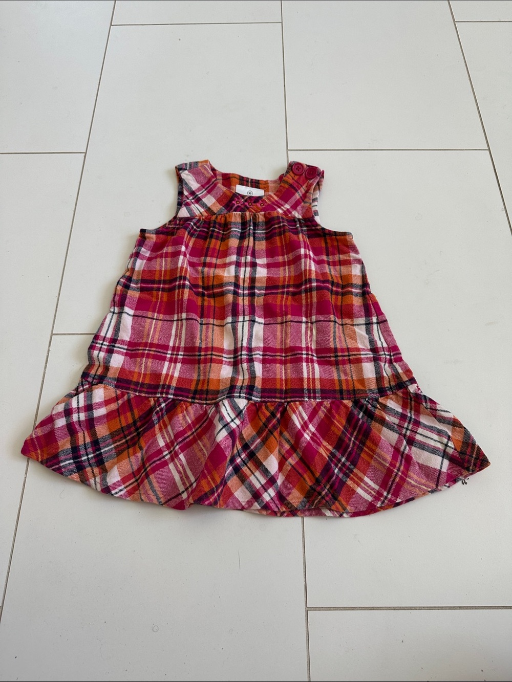 Hanna Anderson pink plaid dress sleeveless 90 girl 3T